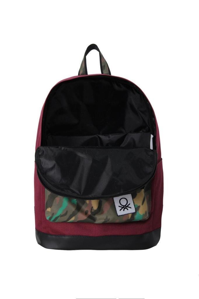 Benetton Okul Sırt Çantası Bordo Kamuflaj