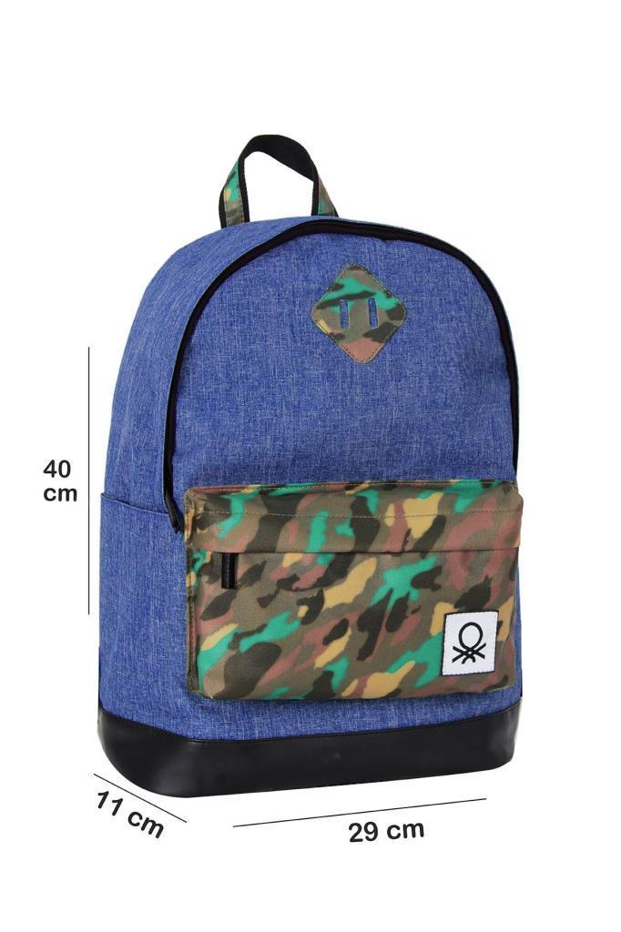 Benetton Okul Sırt Çantası Lacivert Kamuflaj