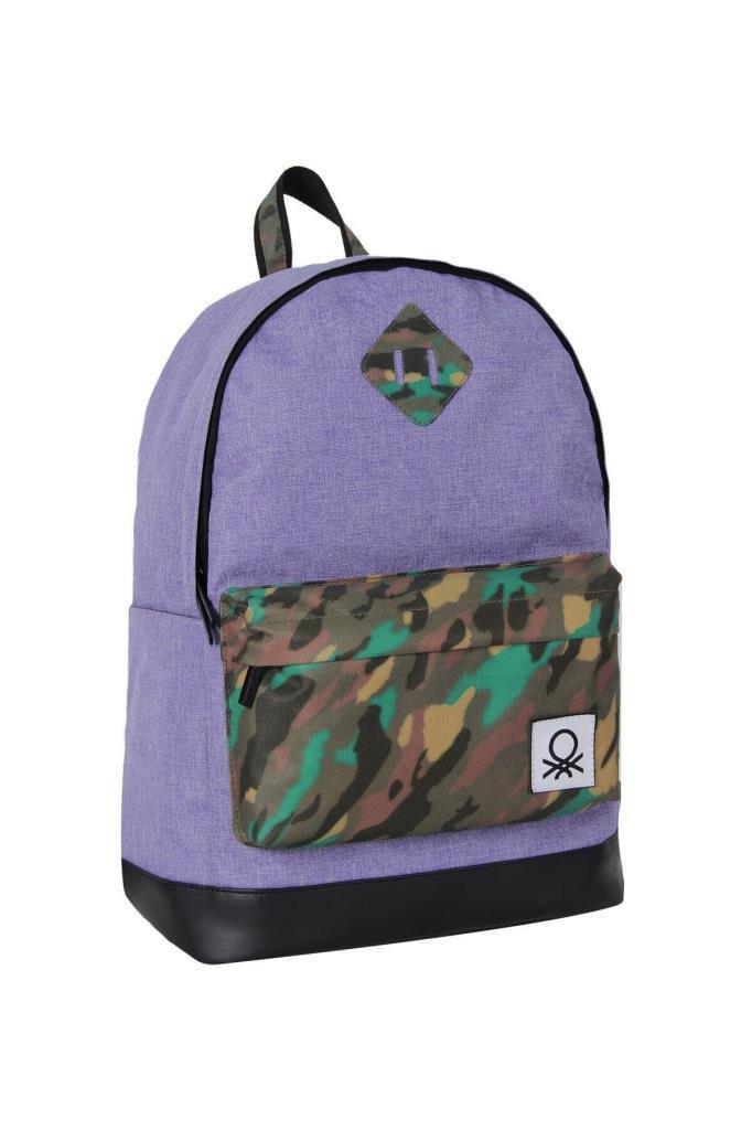 Benetton Okul Sırt Çantası Mor Kamuflaj