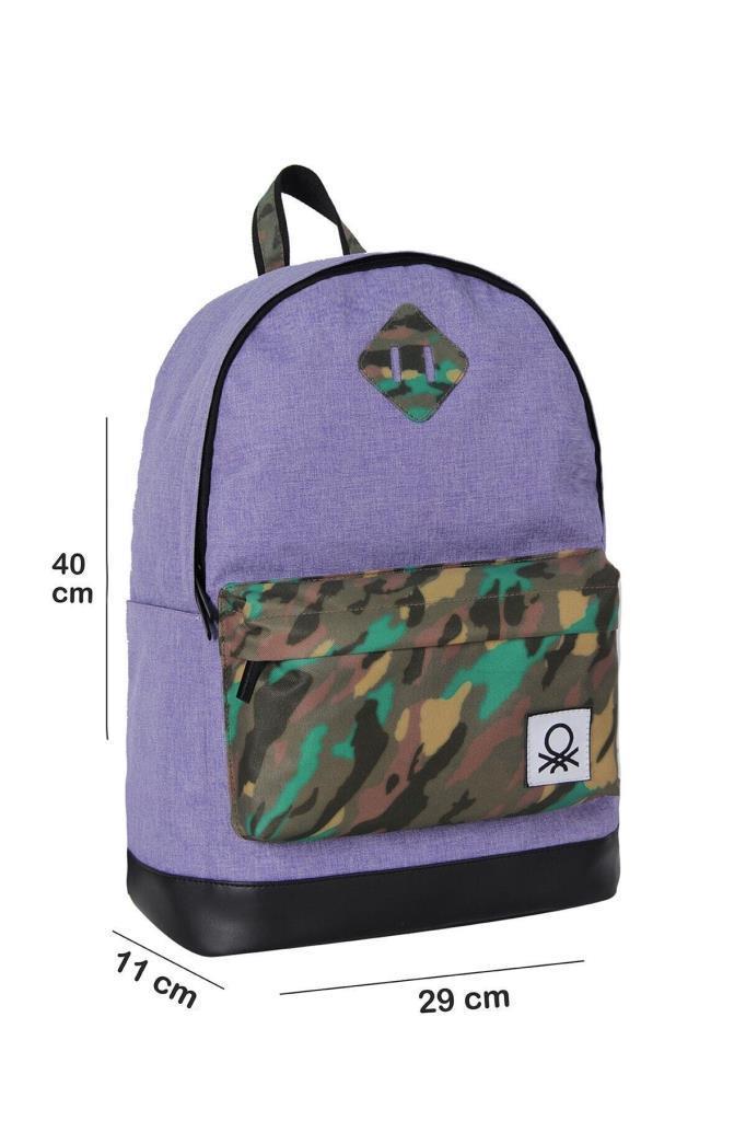 Benetton Okul Sırt Çantası Mor Kamuflaj