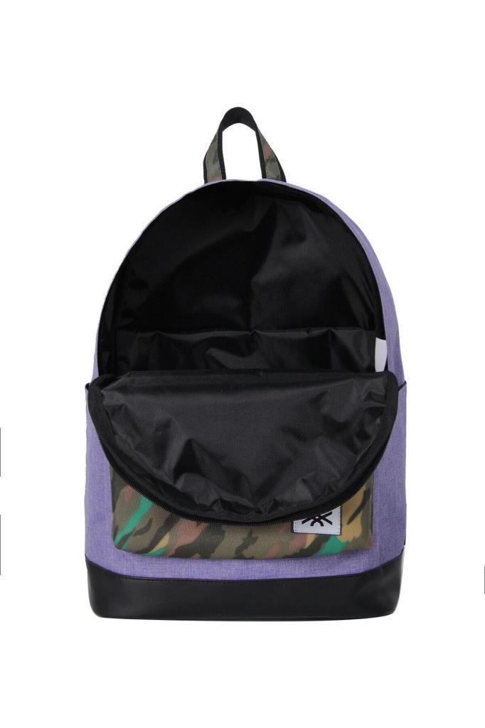 Benetton Okul Sırt Çantası Mor Kamuflaj