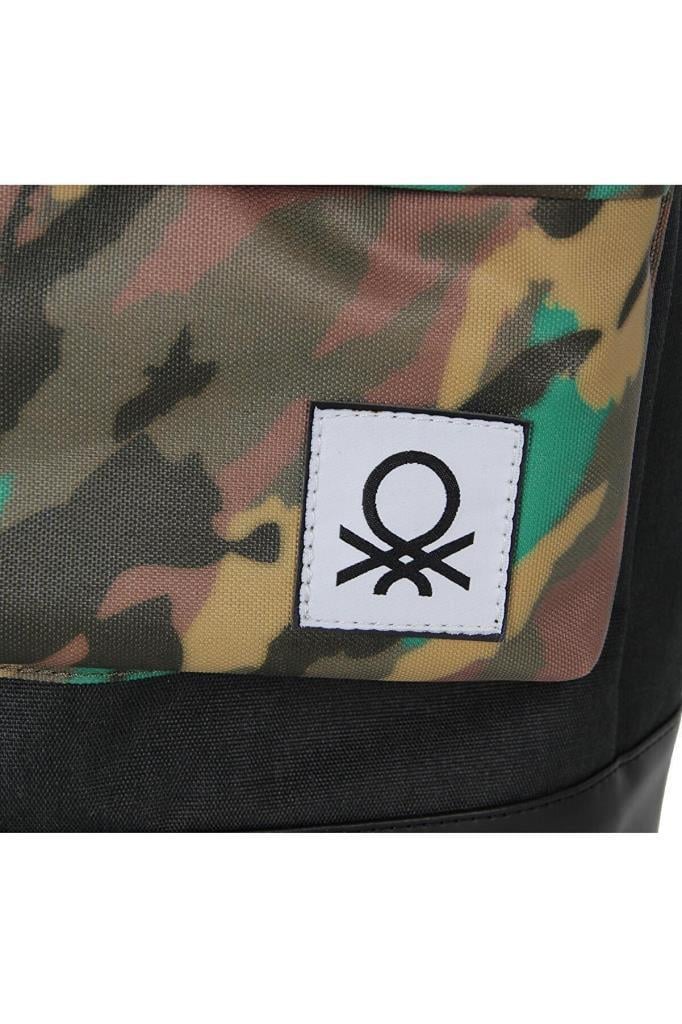 Benetton Okul Sırt Çantası Siyah Kamuflaj