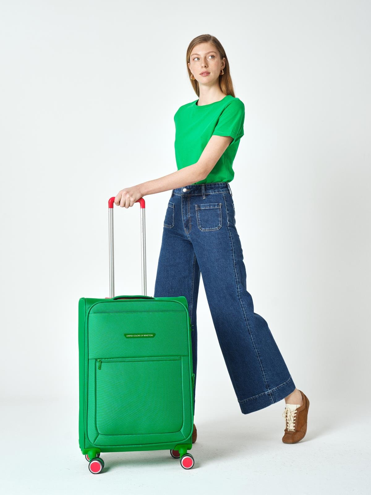 Benetton Orta Boy Kumaş Valiz Yeşil Bnt2800