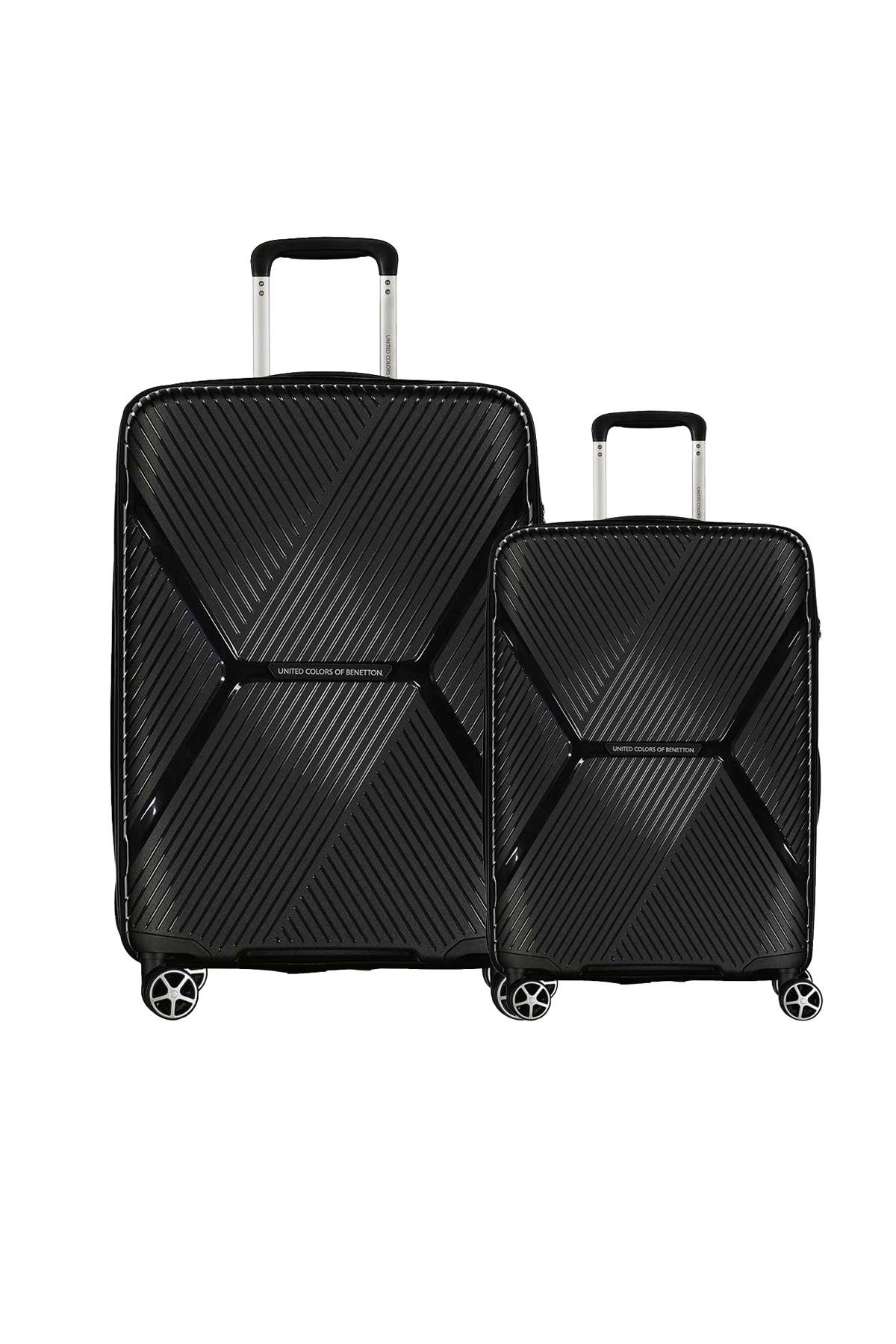 Benetton Polipropilen 2'Li Valiz Seti Siyah BNT3000 (BÜYÜK + KABİN)