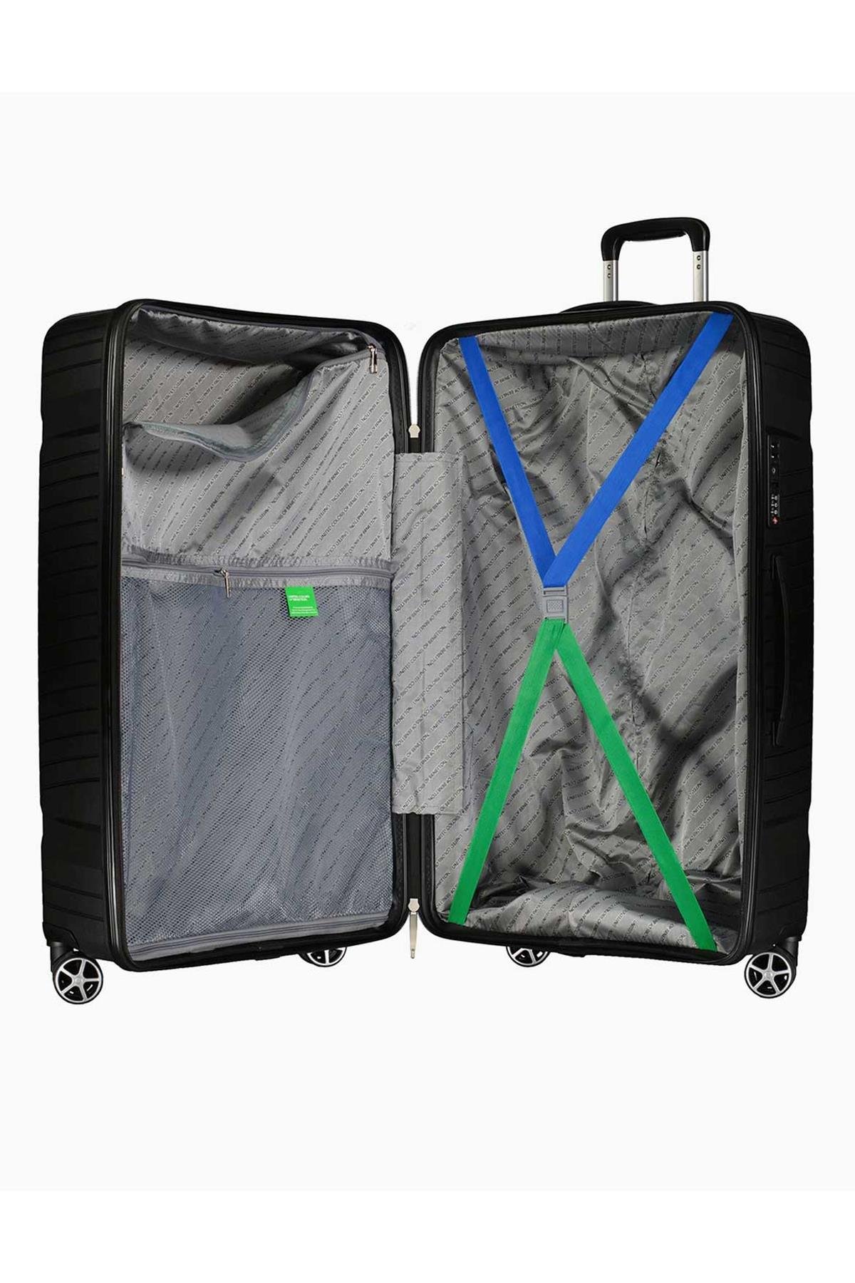 Benetton Polipropilen 2'Li Valiz Seti Siyah BNT3000 (BÜYÜK + KABİN)