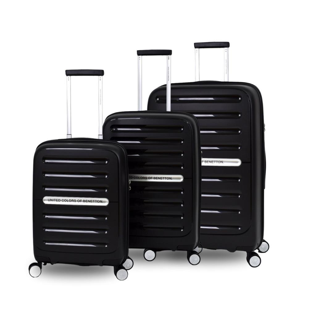Benetton Polipropilen Kırılmaz 3'lü Valiz Seti Siyah BNT1000