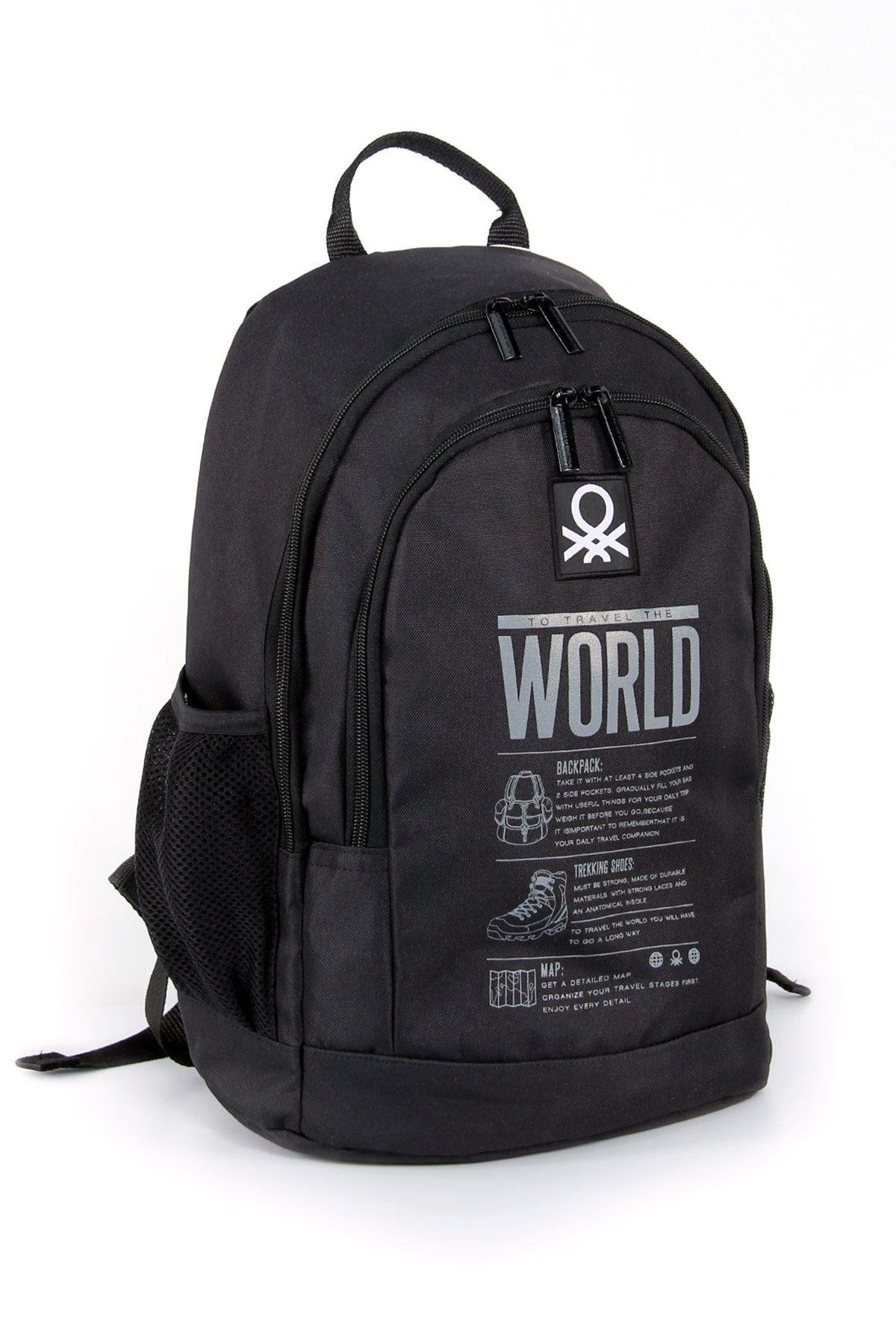 Benetton Unisex Siyah Okul Sırt Çantası 03830