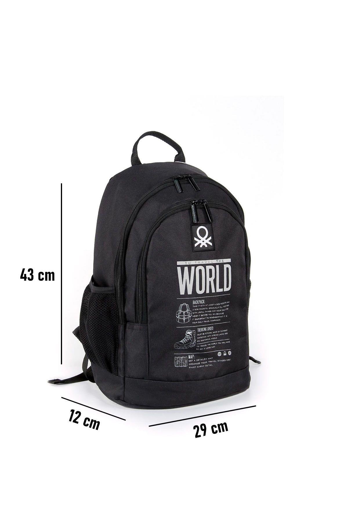 Benetton Unisex Siyah Okul Sırt Çantası 03830