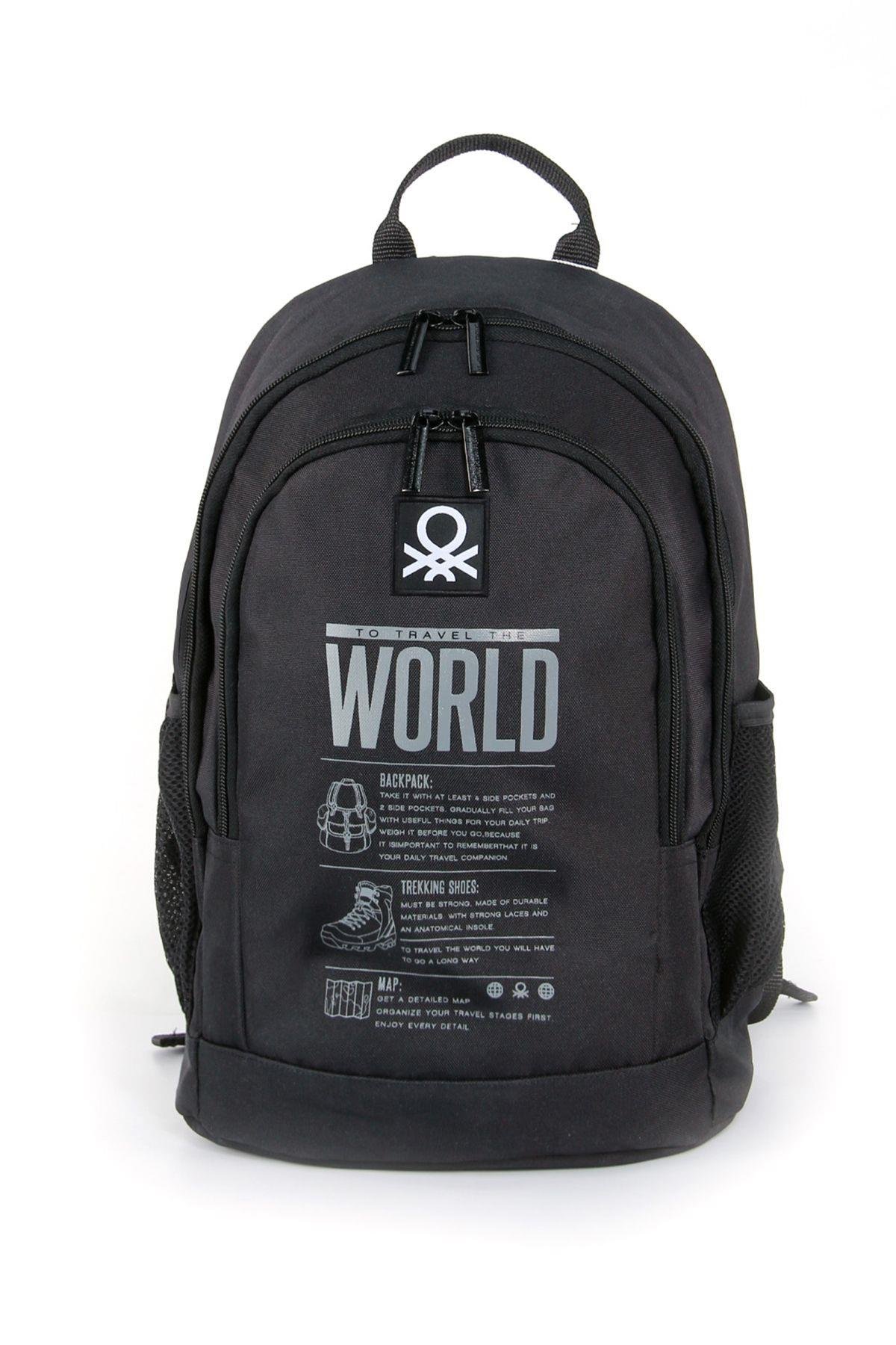 Benetton Unisex Siyah Okul Sırt Çantası 03830