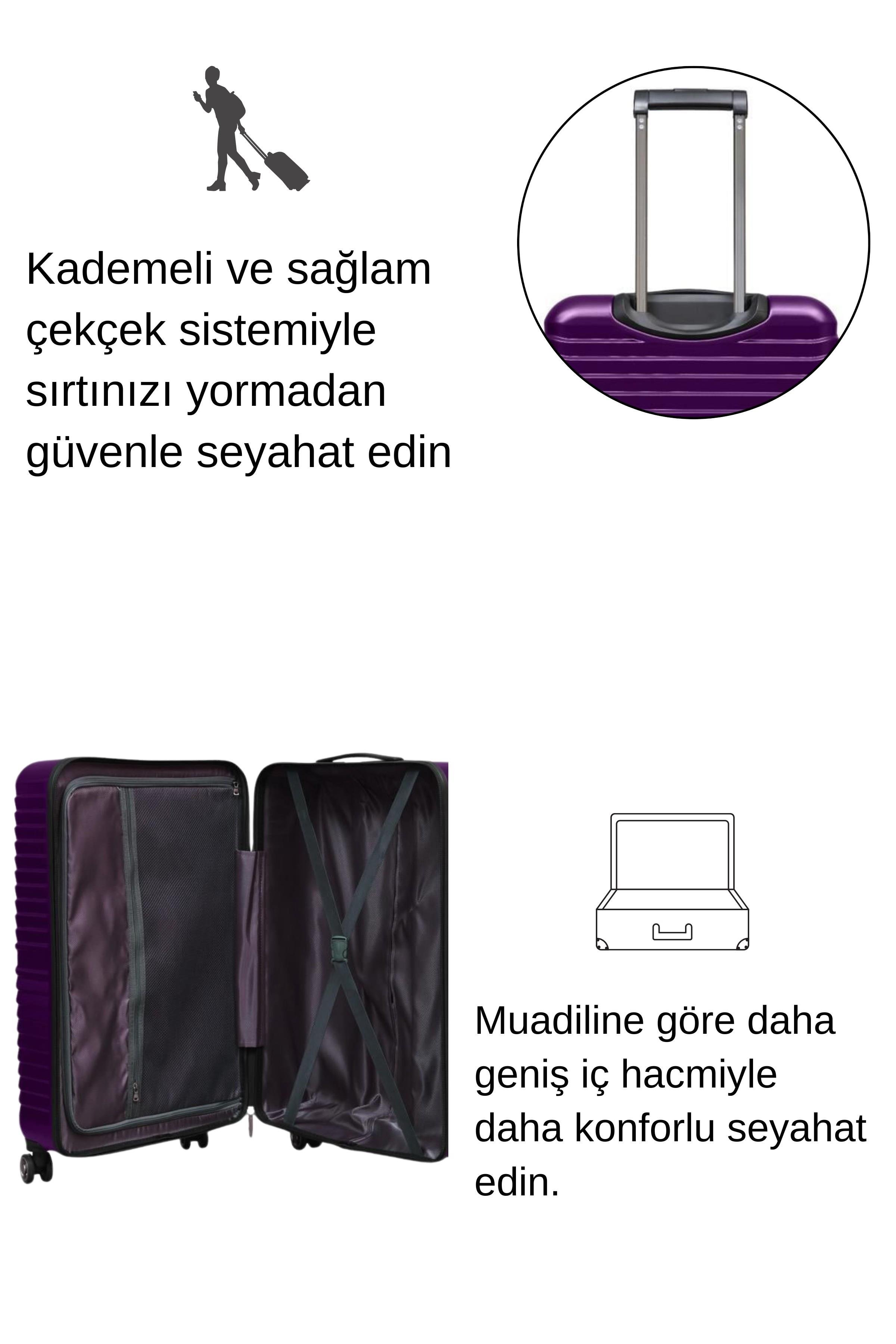 Büyük Boy %100 Polikarbon Valiz Mürdüm 1811