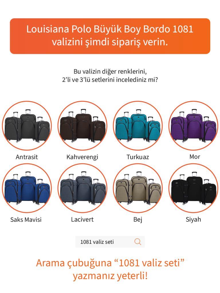 Büyük Boy 4 Teker Kumaş Valiz Bordo 1081