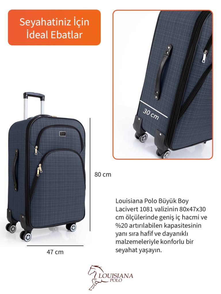 Büyük Boy 4 Teker Kumaş Valiz Lacivert 1081