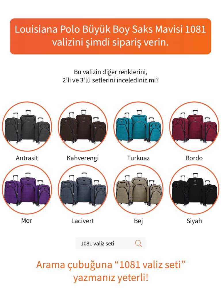 Büyük Boy 4 Teker Kumaş Valiz Saks Mavi 1081