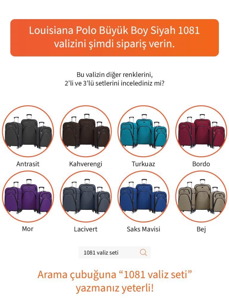 Büyük Boy 4 Teker Kumaş Valiz Siyah 1081