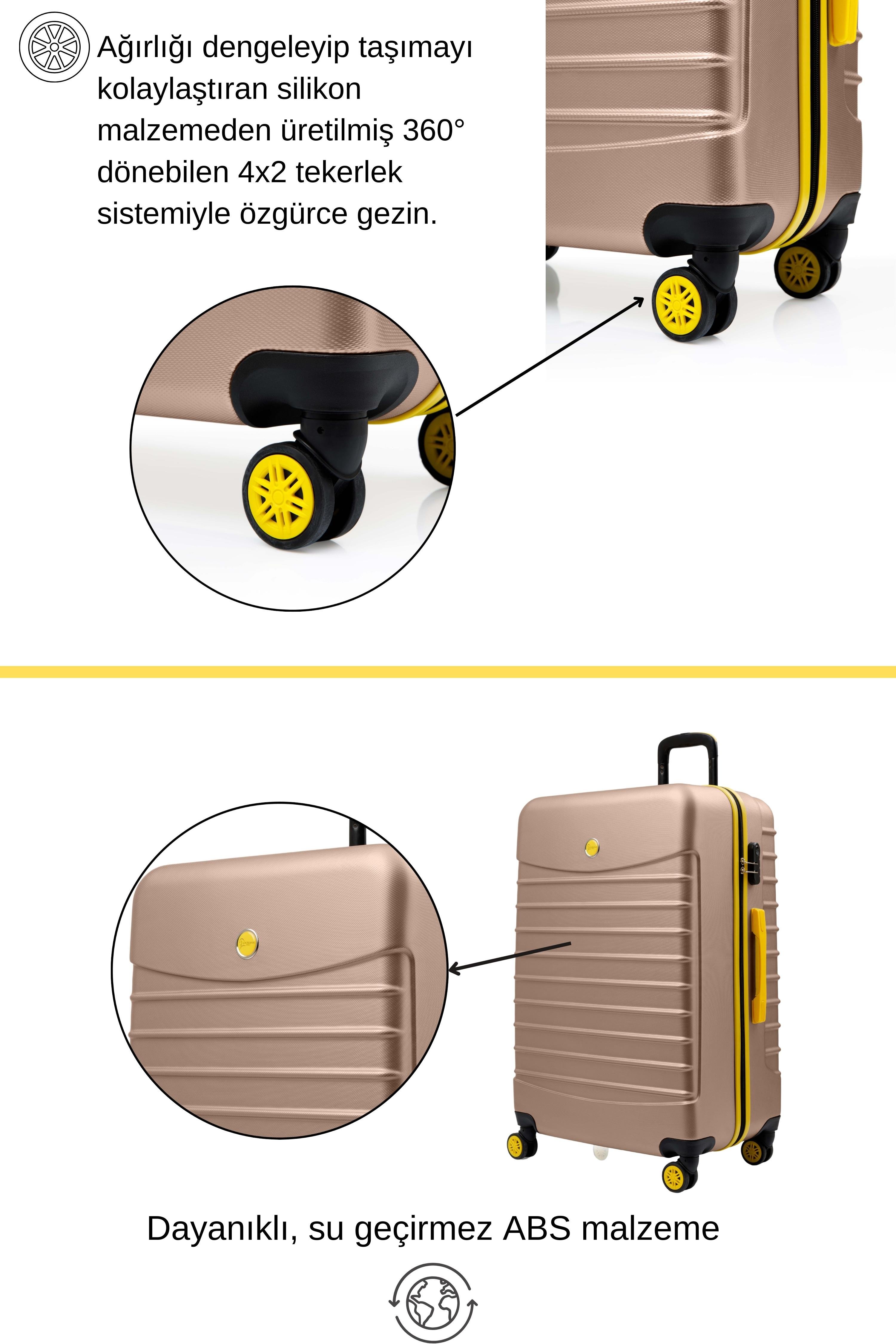 Büyük Boy Valiz 4x2 Teker Altın 1168