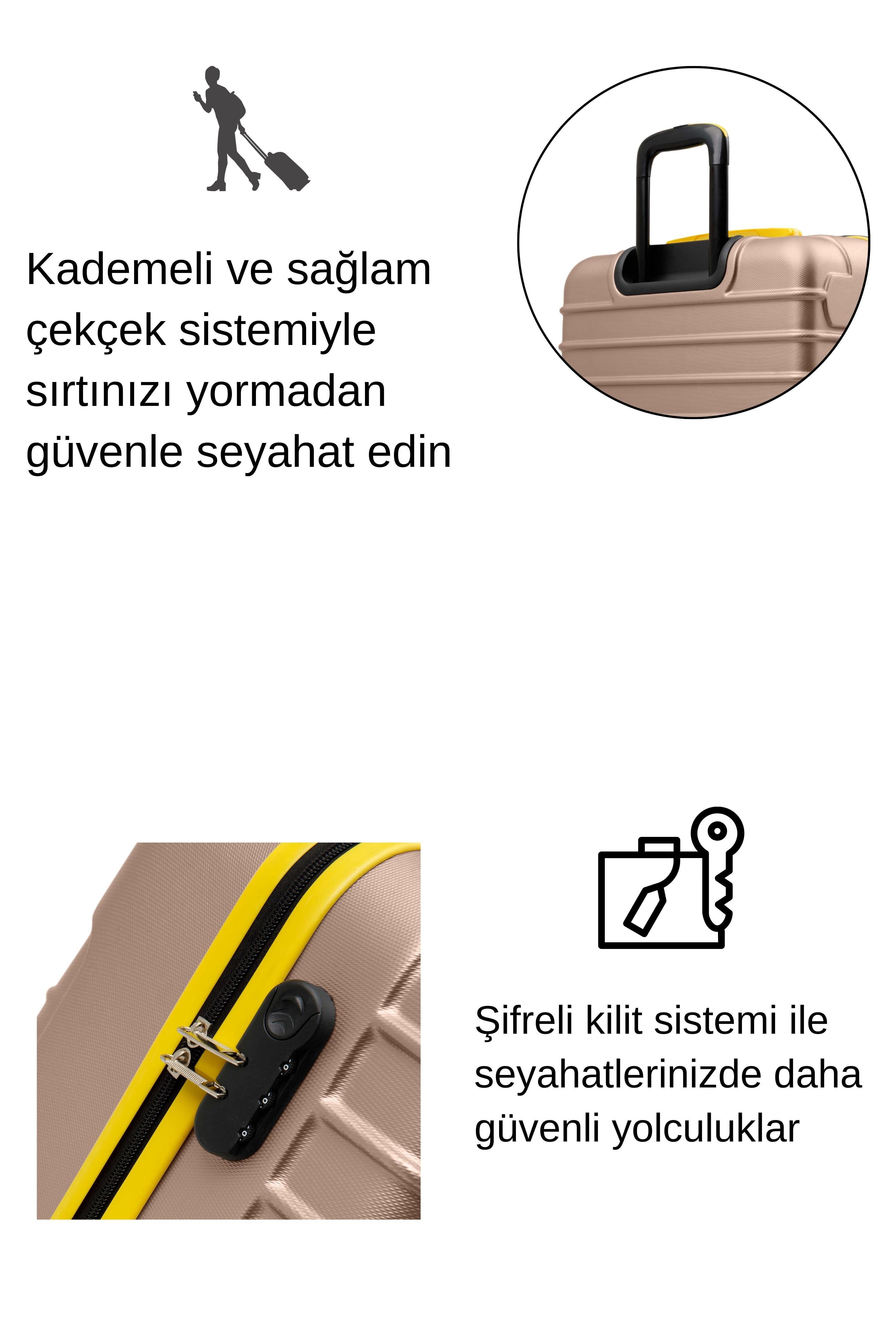 Büyük Boy Valiz 4x2 Teker Altın 1168