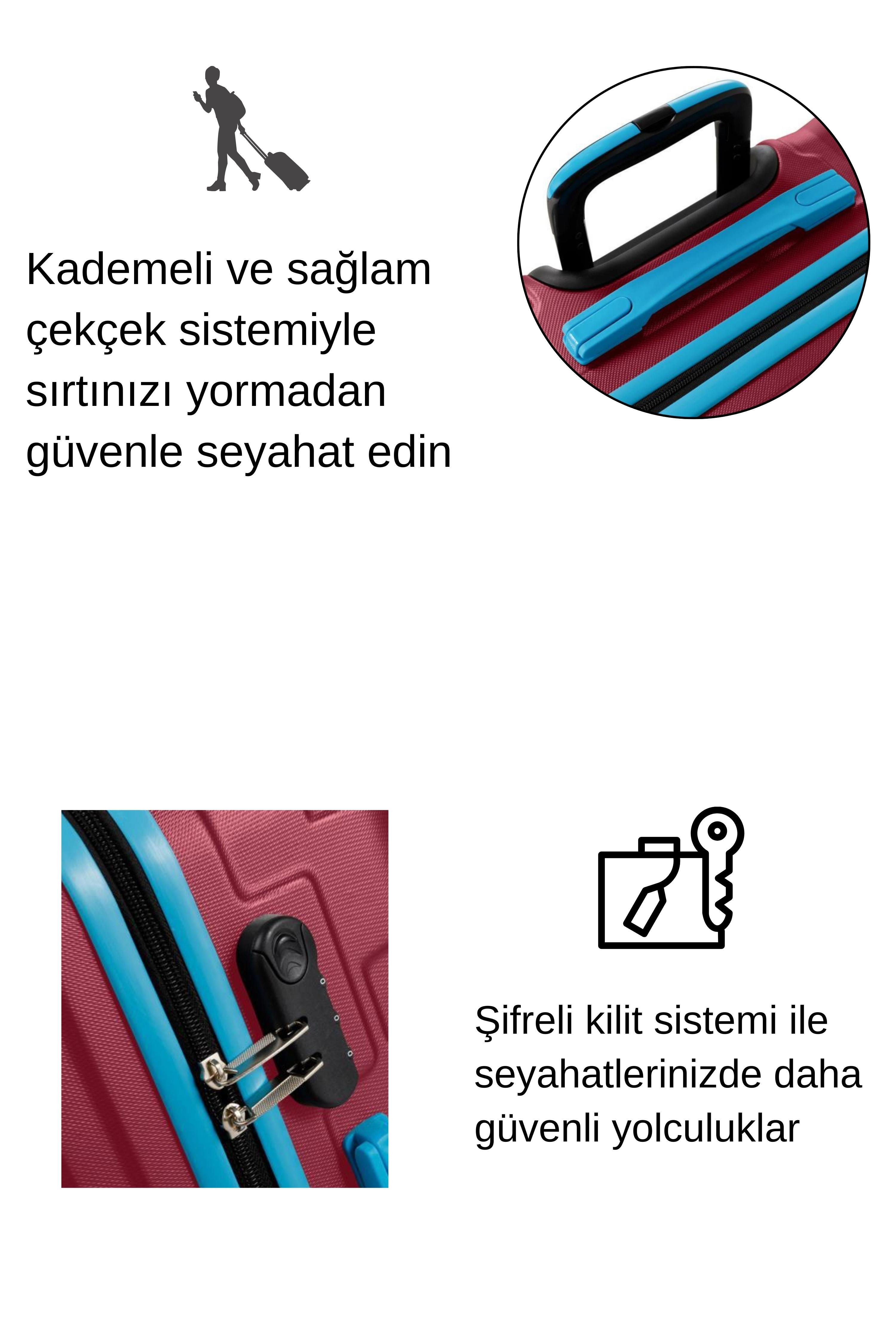 Büyük Boy Valiz 4x2 Teker Bordo 1167