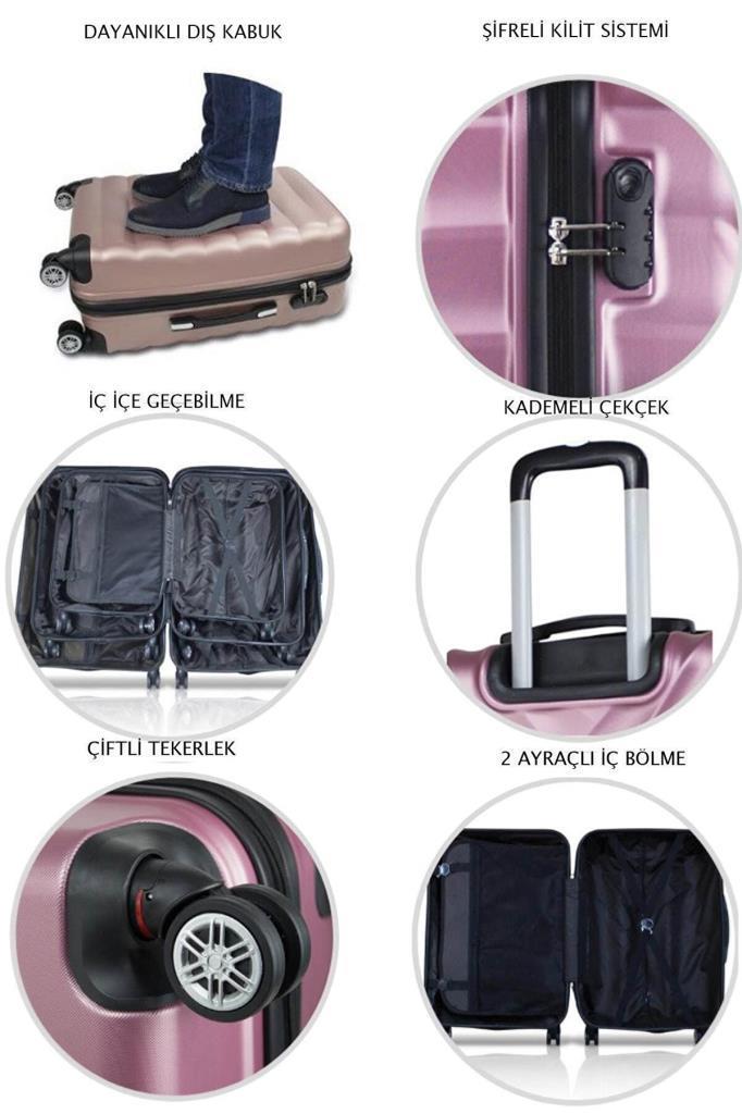 Büyük Boy Valiz 4x2 Teker Gri 1451