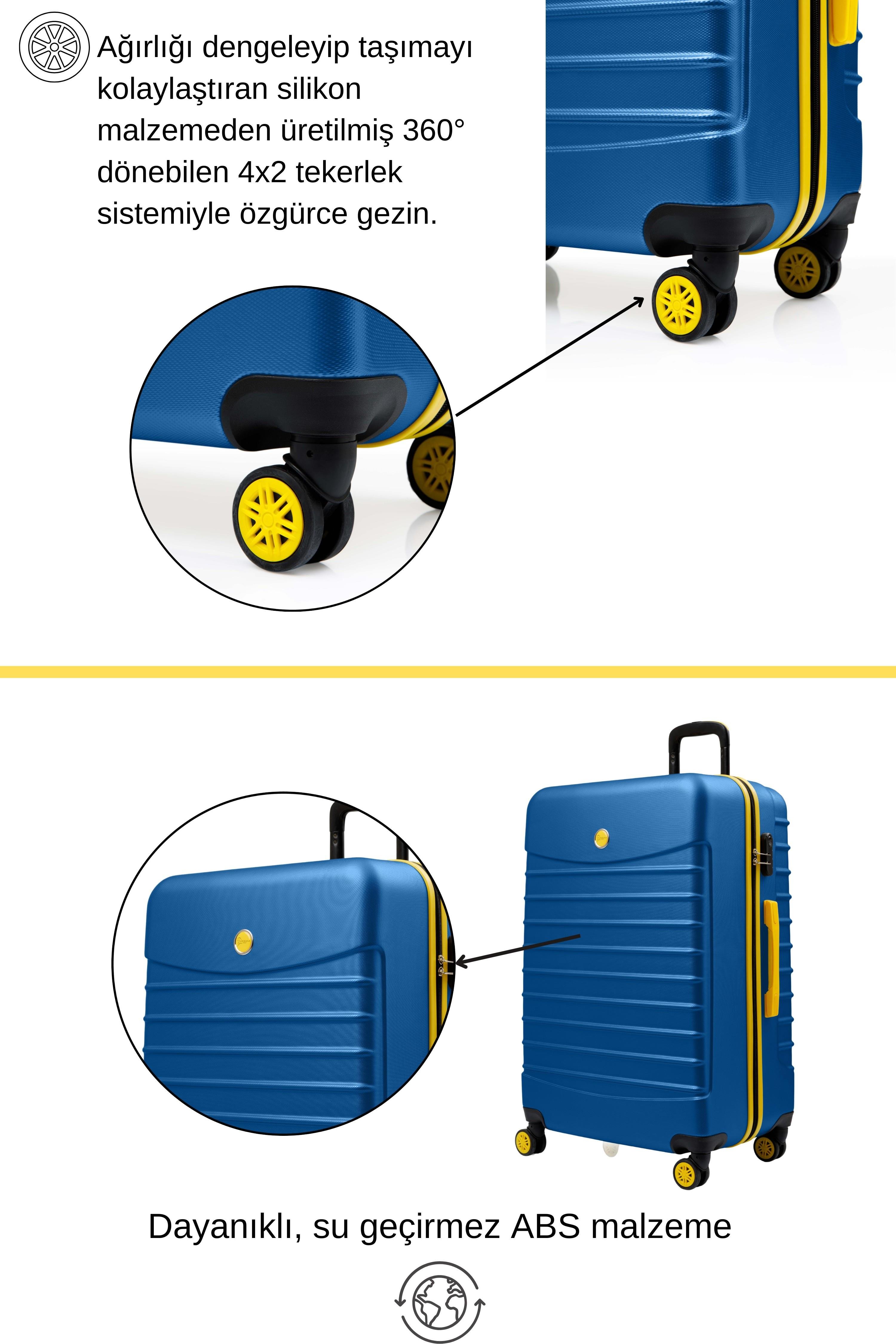 Büyük Boy Valiz 4x2 Teker Mavi 1168