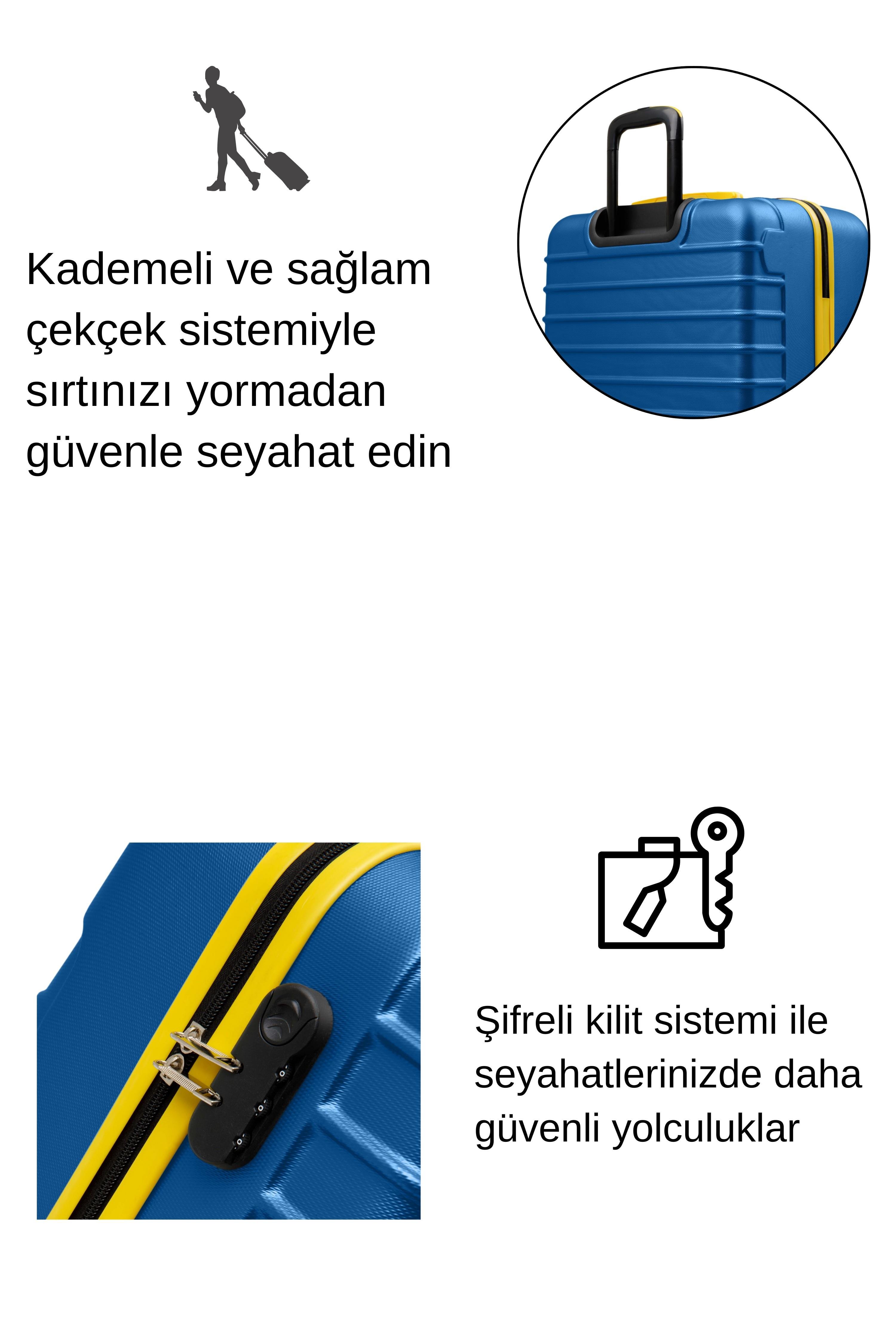 Büyük Boy Valiz 4x2 Teker Mavi 1168