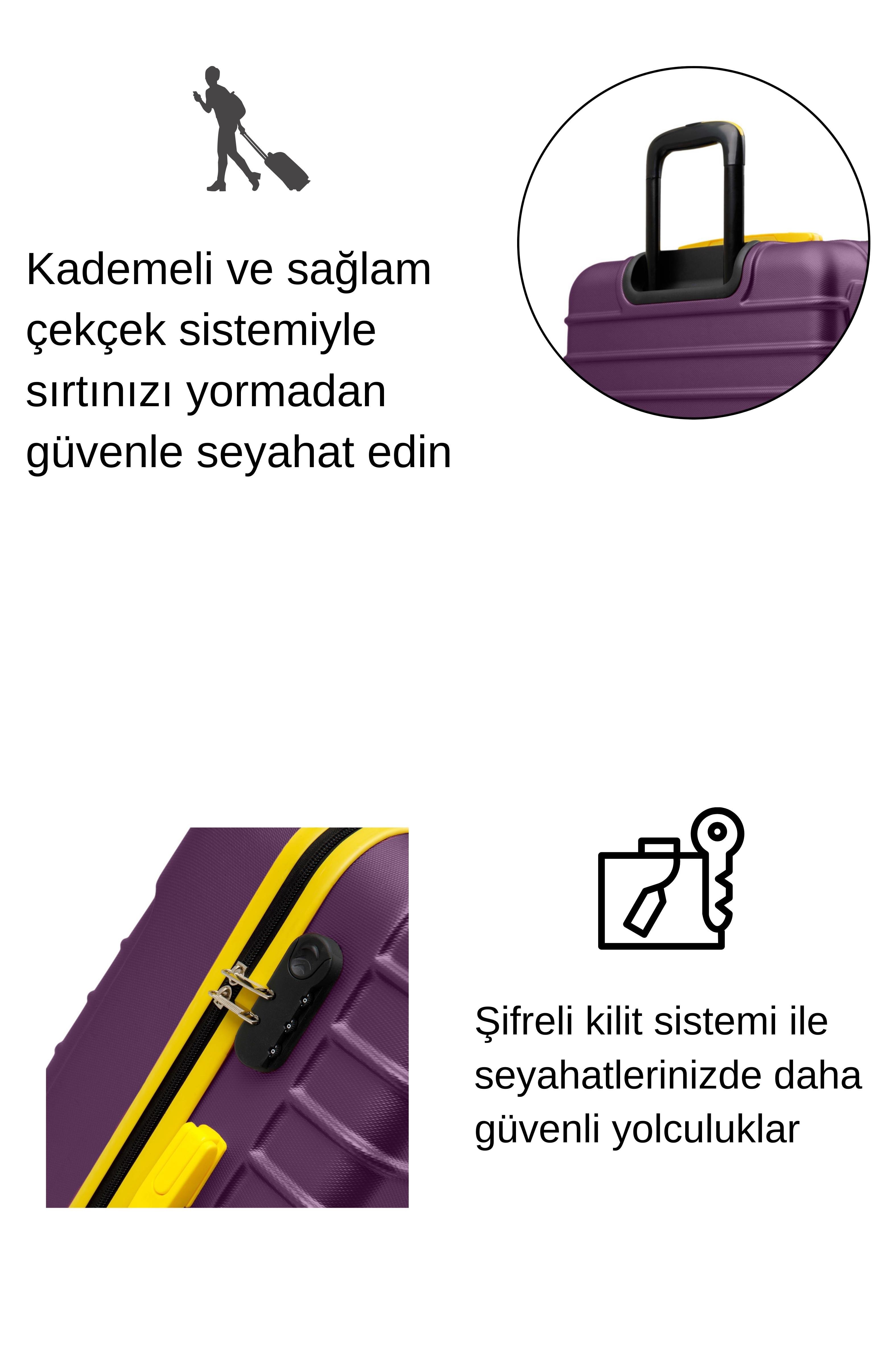 Büyük Boy Valiz 4x2 Teker Mor 1168