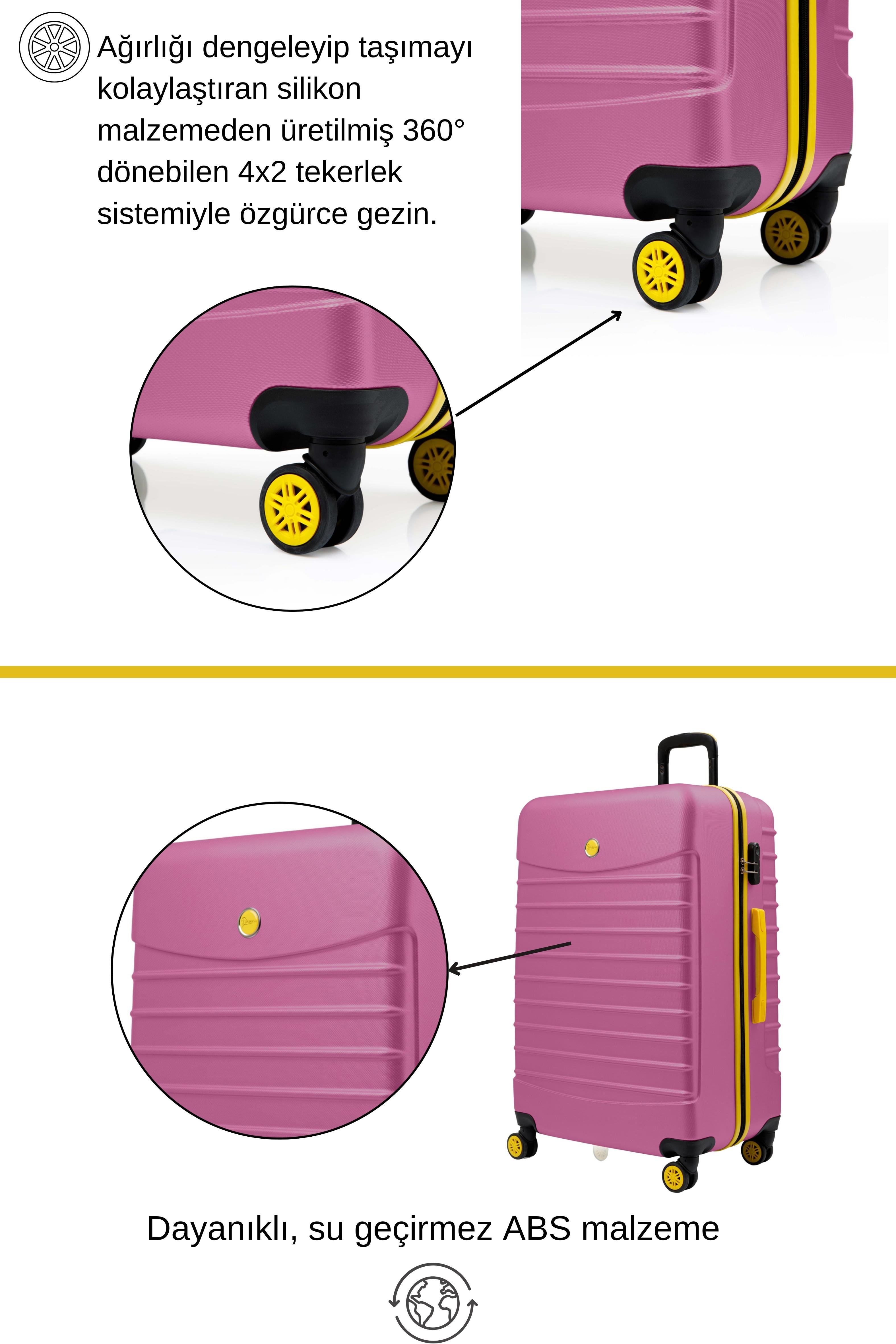 Büyük Boy Valiz 4x2 Teker Pembe 1168