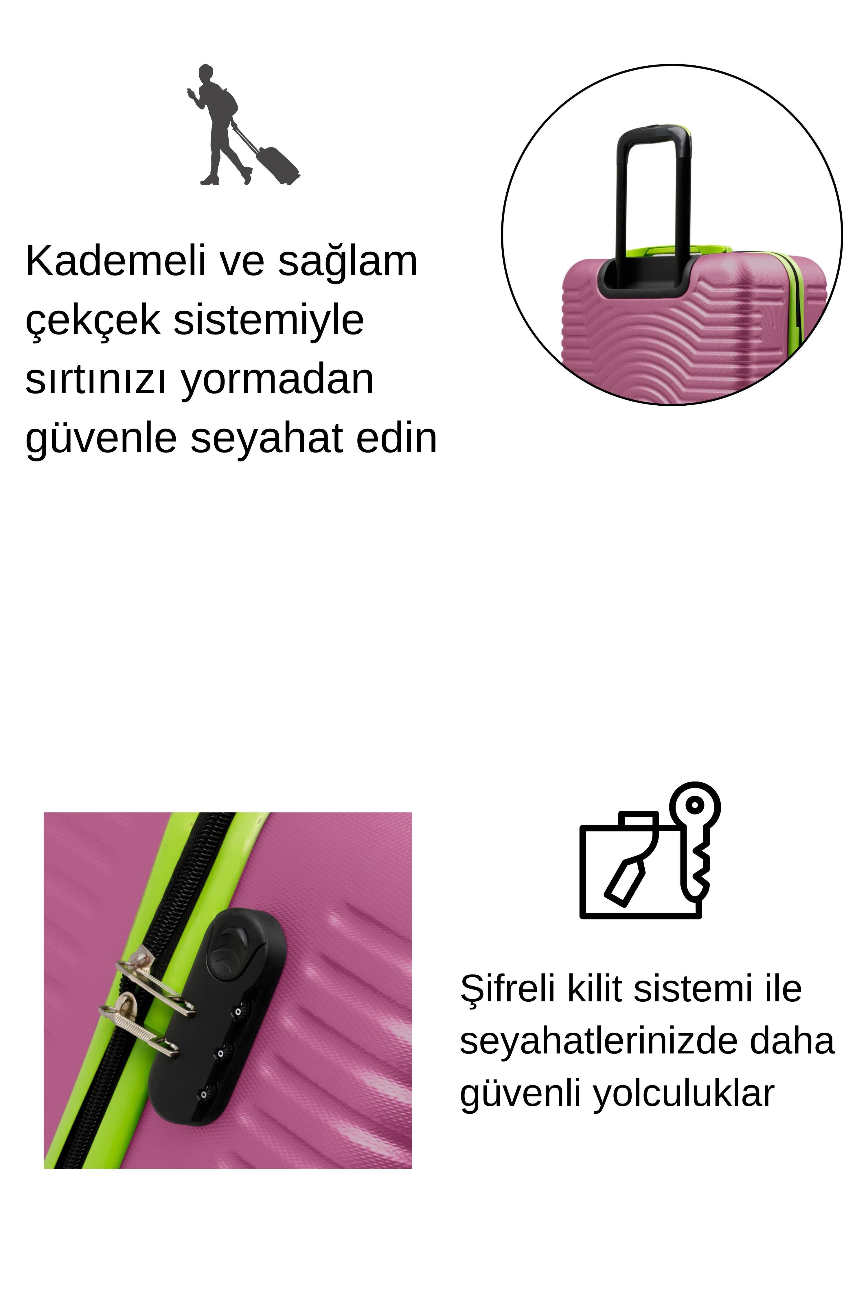 Büyük Boy Valiz 4x2 Teker Pembe 1169