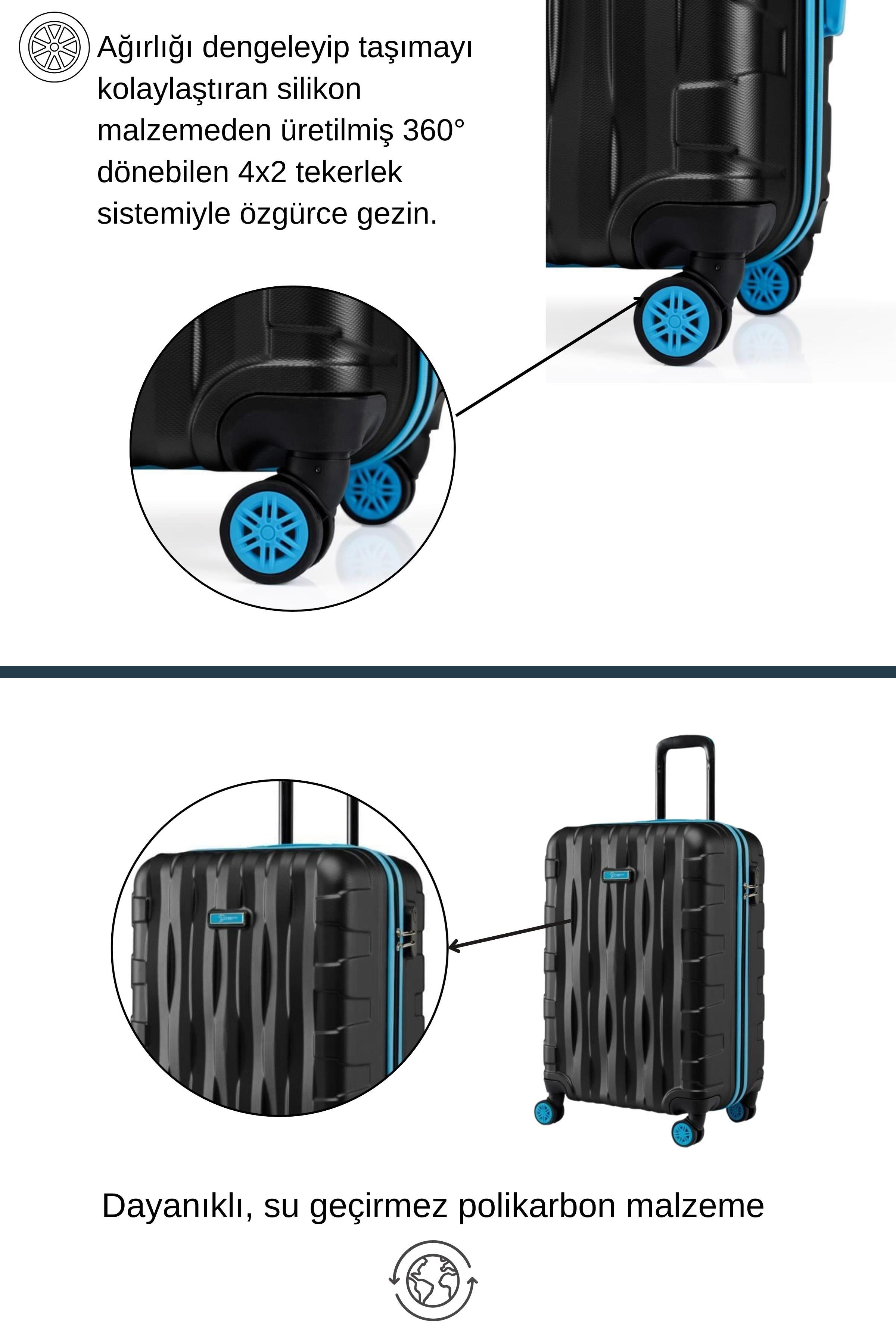 Büyük Boy Valiz 4x2 Teker Siyah 1167