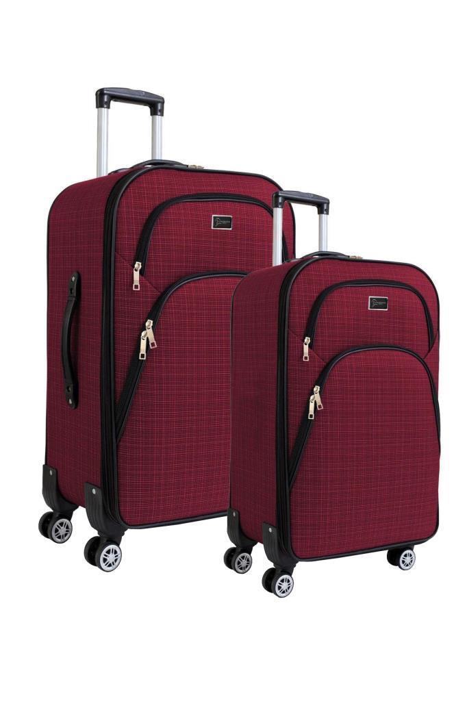 Büyük ve Kabin Boy Valiz Seti 4 Teker Kumaş Valiz Bordo 1081