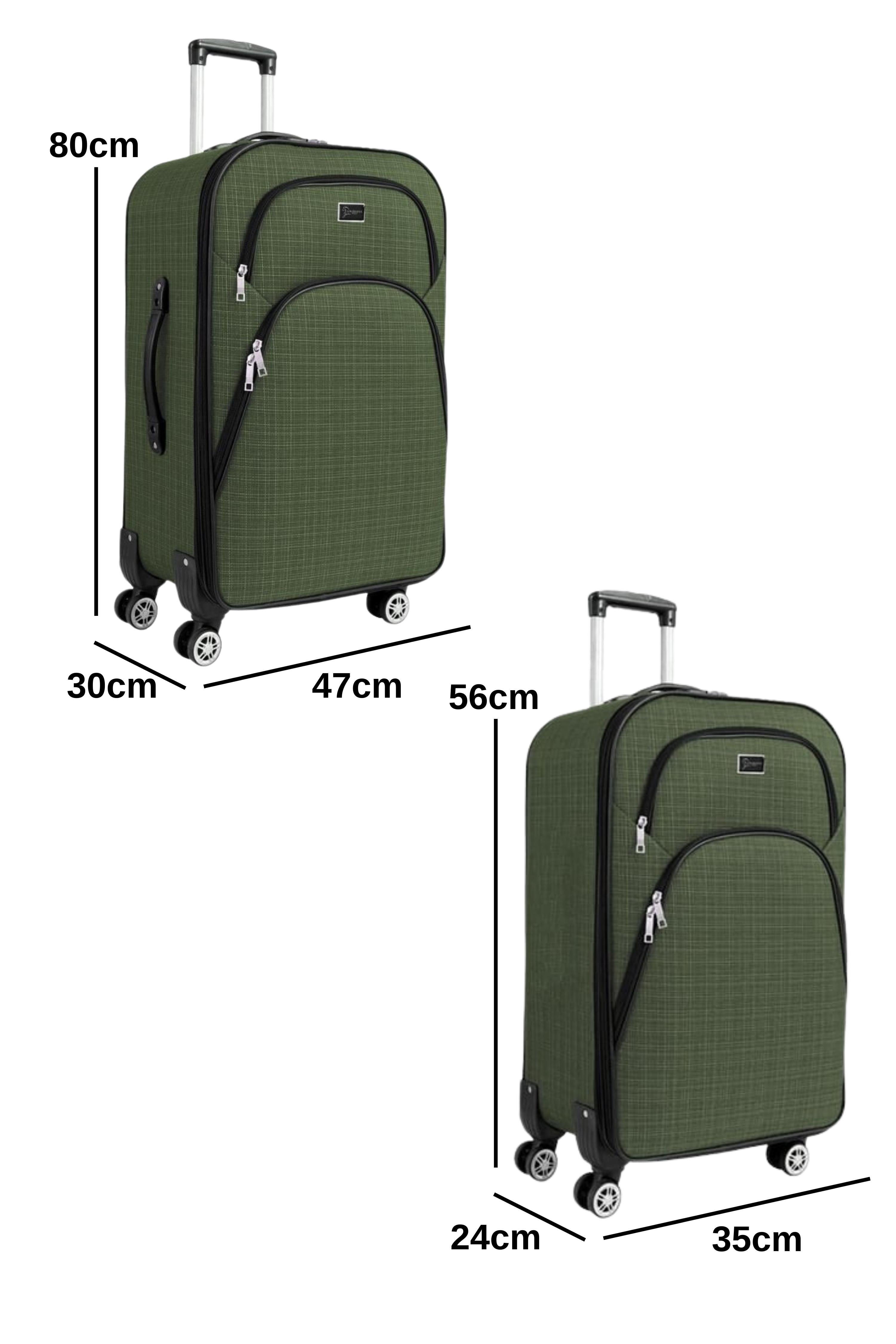 Büyük ve Kabin Boy Valiz Seti 4 Teker Kumaş Valiz Haki 1081