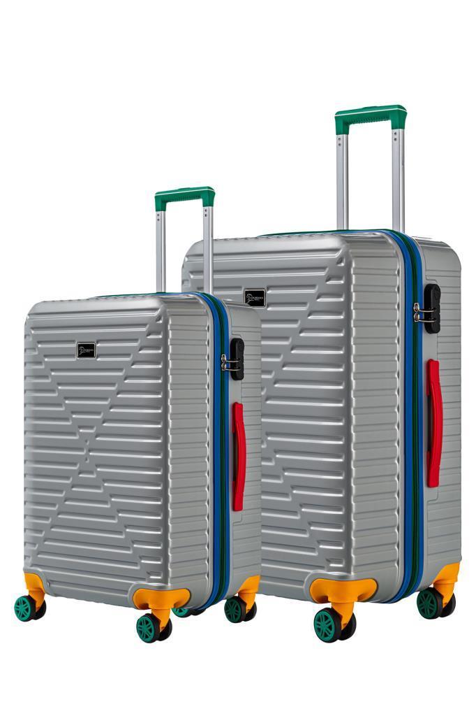 Büyük Ve Orta Boy 2'li Valiz Seti %100 Polikarbon Valiz 4x2 Teker Gri 1088
