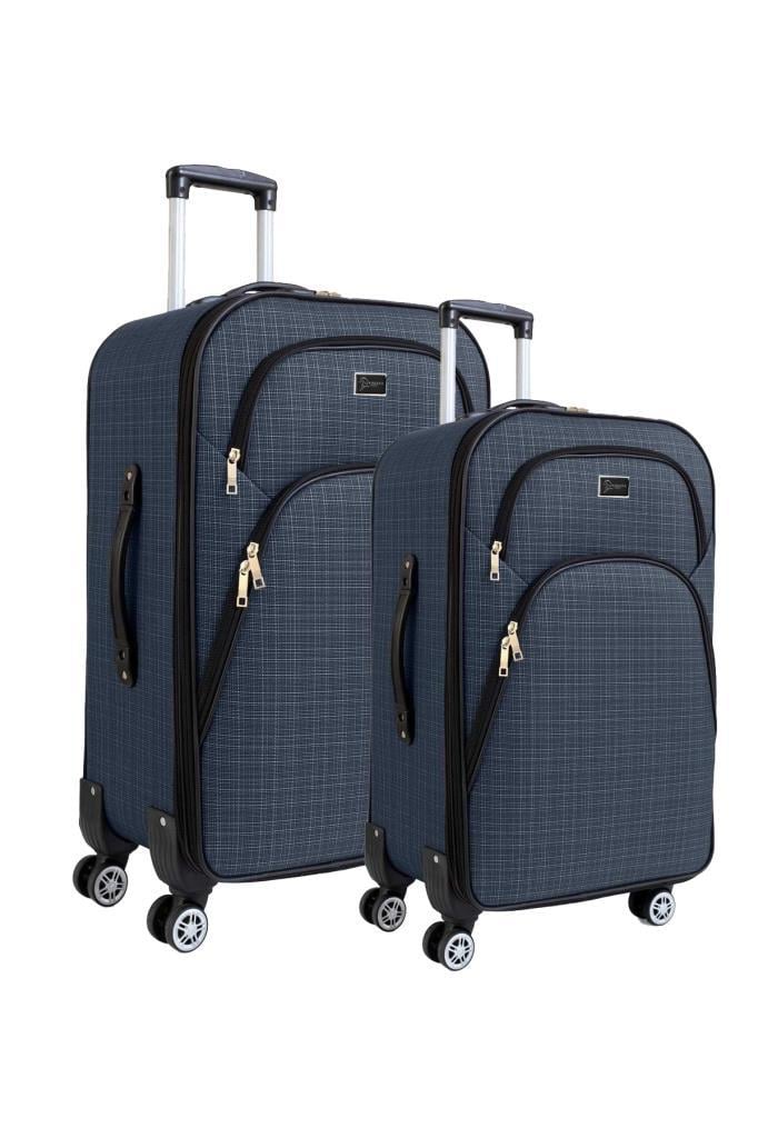 Büyük ve Orta Boy Valiz Seti 4 Teker Kumaş Valiz Lacivert 1081