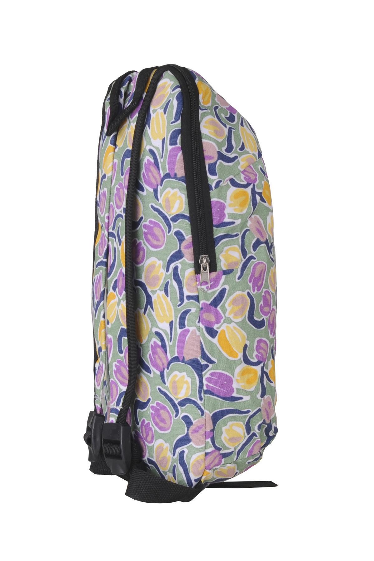 Escool Mini Sırt Çantası Yeşil Çiçekli 1902