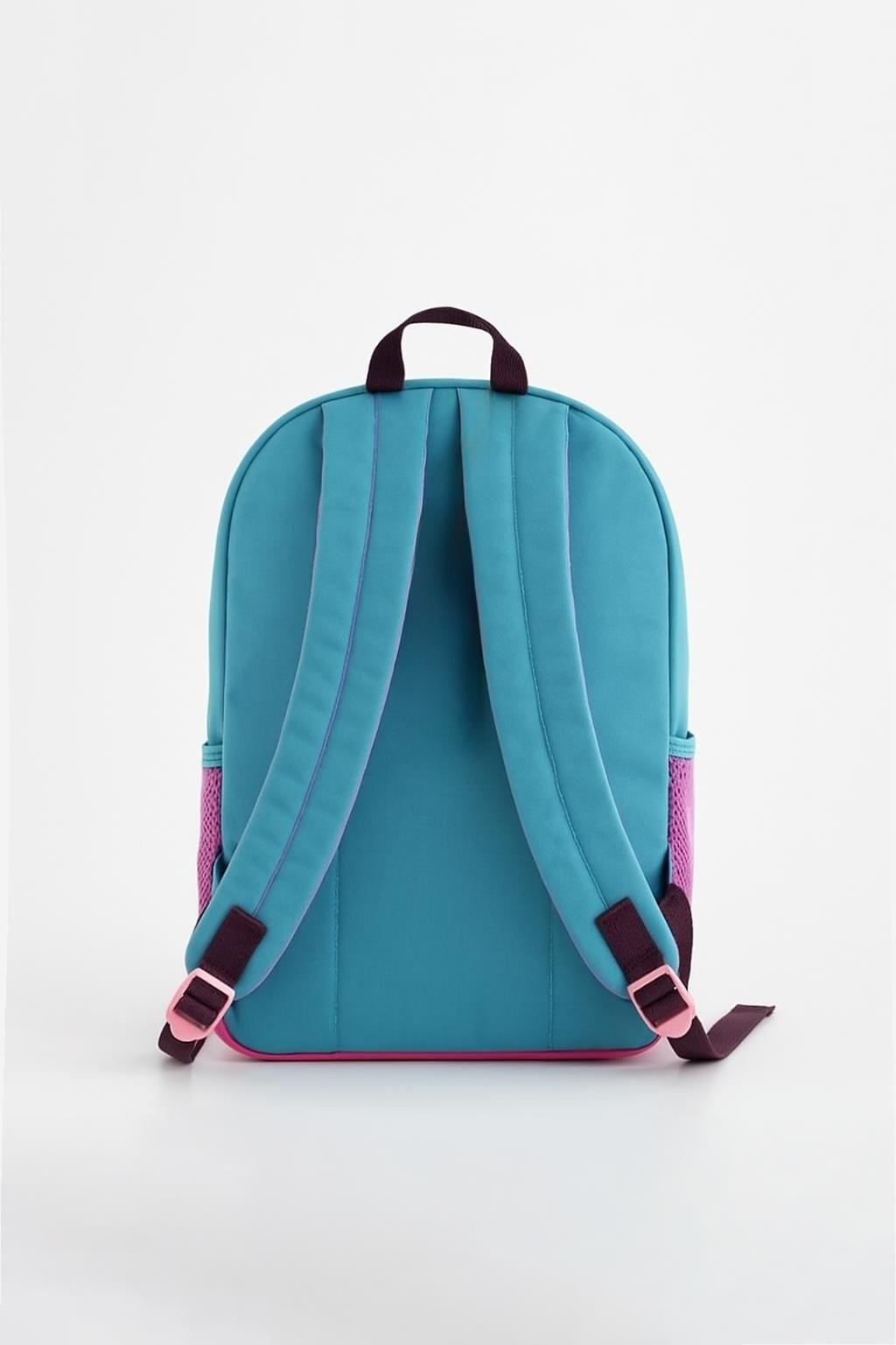 Gökkuşağı Desenli Üçlü İlkokul Çantası Seti(İlkokul Sırt Çantası, Çift Gözlü Kalem Kutusu, Matara Mavi)