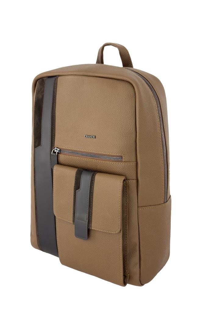 Grande Erkek Hakiki Deri Sırt Çantası Taba 8004