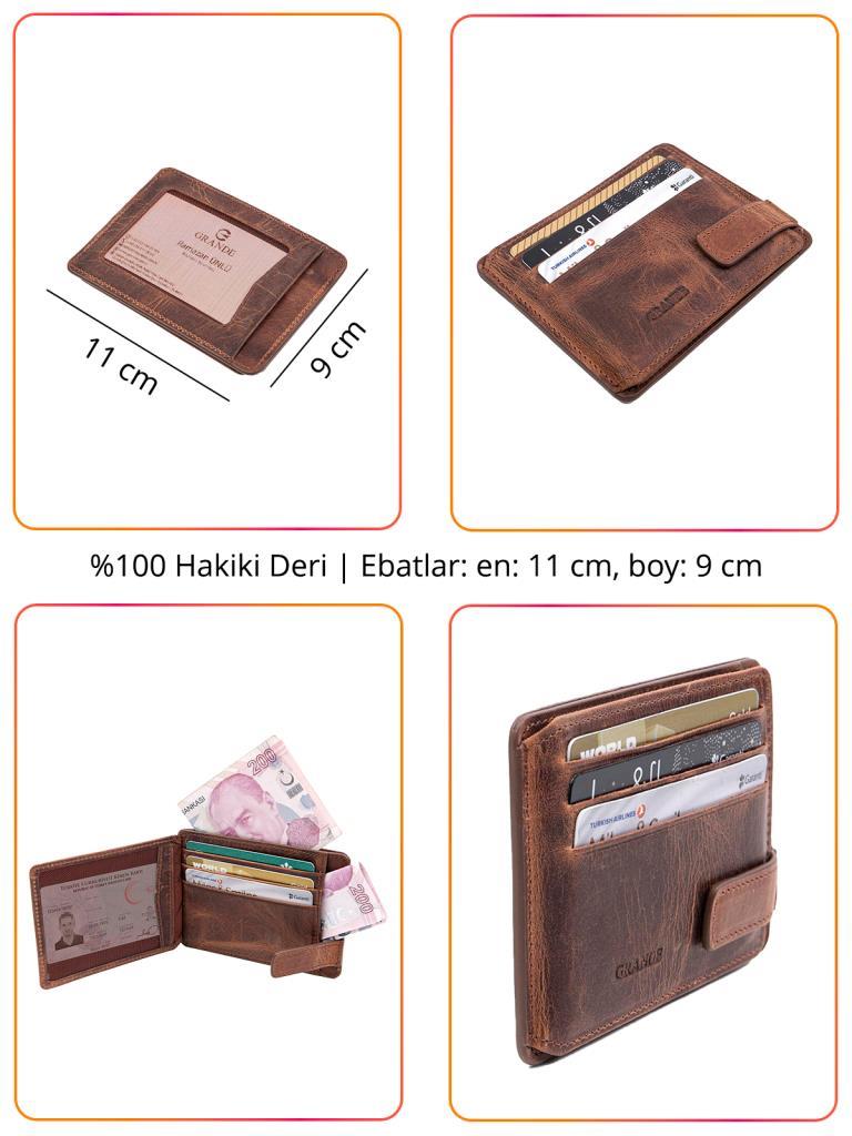 Grande Hakiki Deri Erkek Cüzdan Kartlık Lacivert 544-M