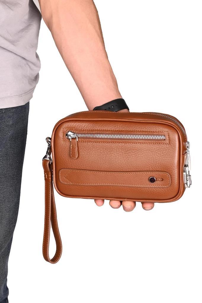 Grande Hakiki Deri Erkek El Çantası G2 Taba 4288