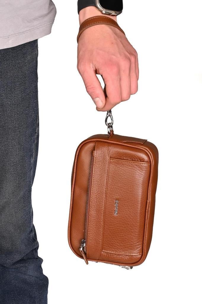 Grande Hakiki Deri Erkek El Çantası G2 Taba 4288