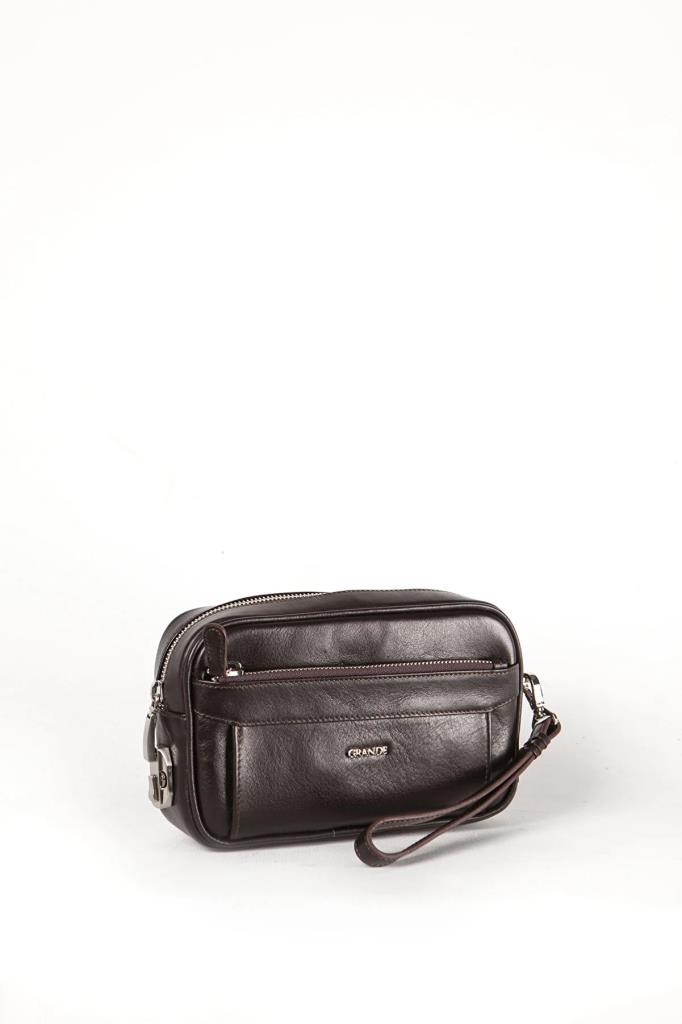 Grande Hakiki Deri Erkek El Çantası Kahve 4288