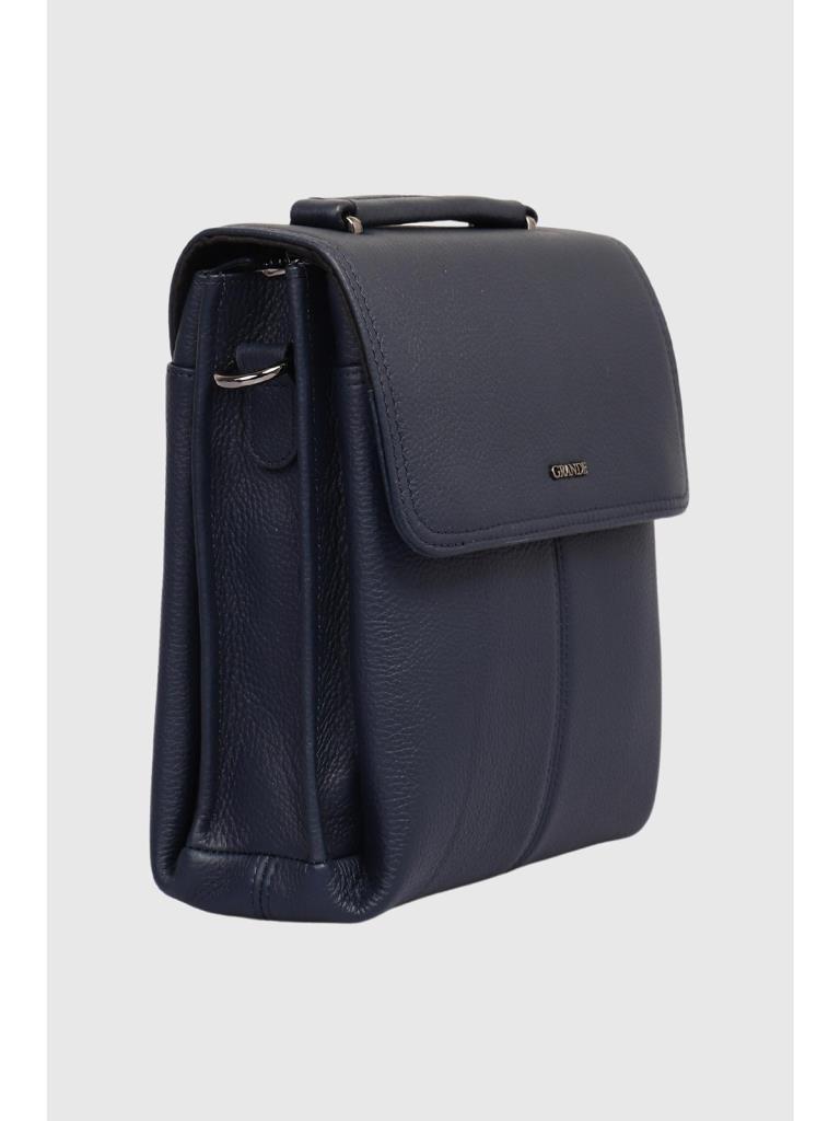 Grande Hakiki Deri Erkek Postacı Çantası Lacivert 4260