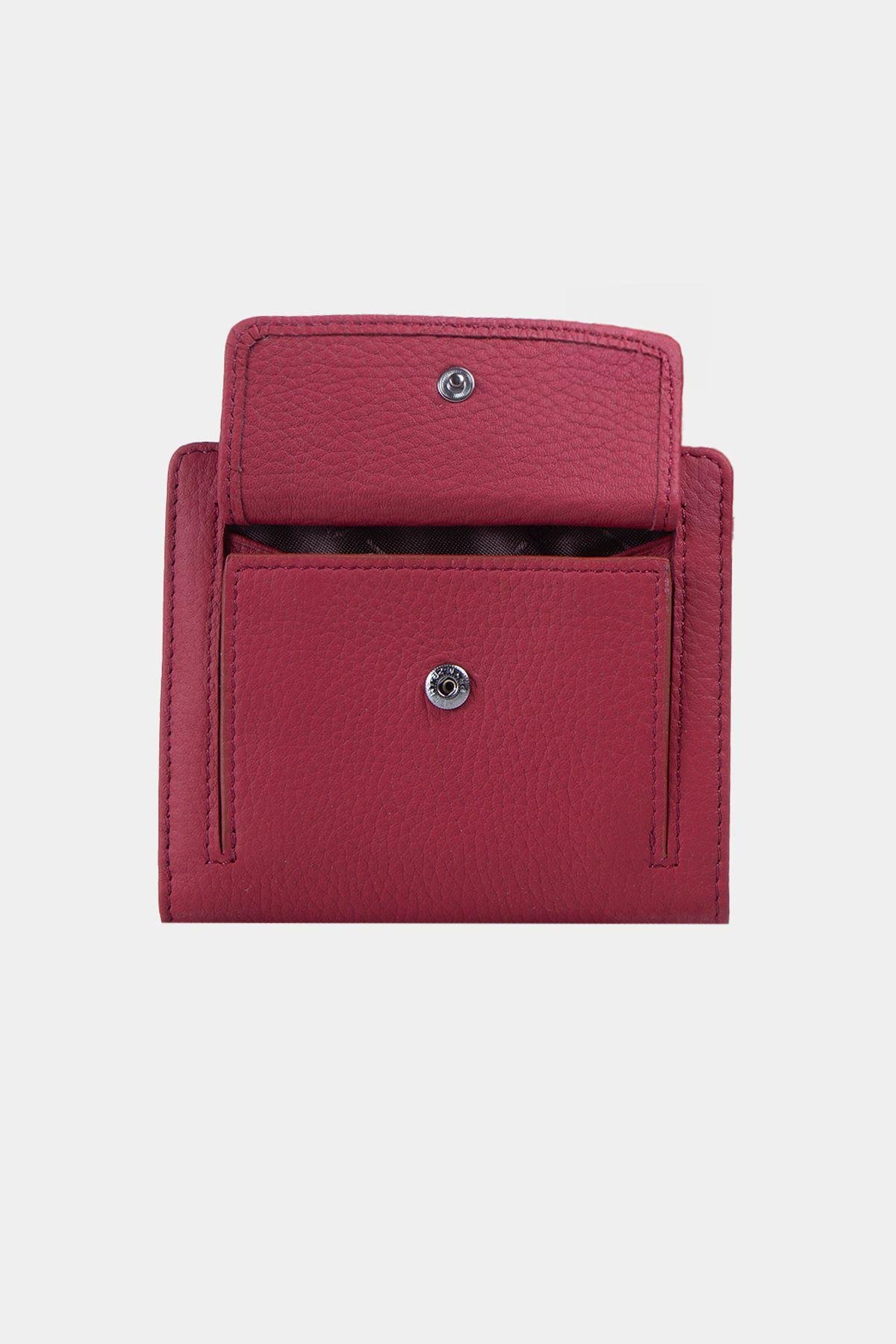 Grande Hakiki Deri Kadın Cüzdan Bordo 2818