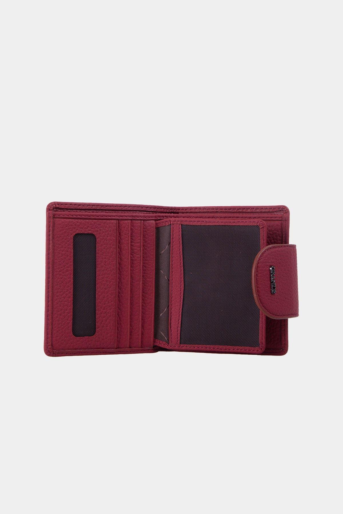 Grande Hakiki Deri Kadın Cüzdan Bordo 2818