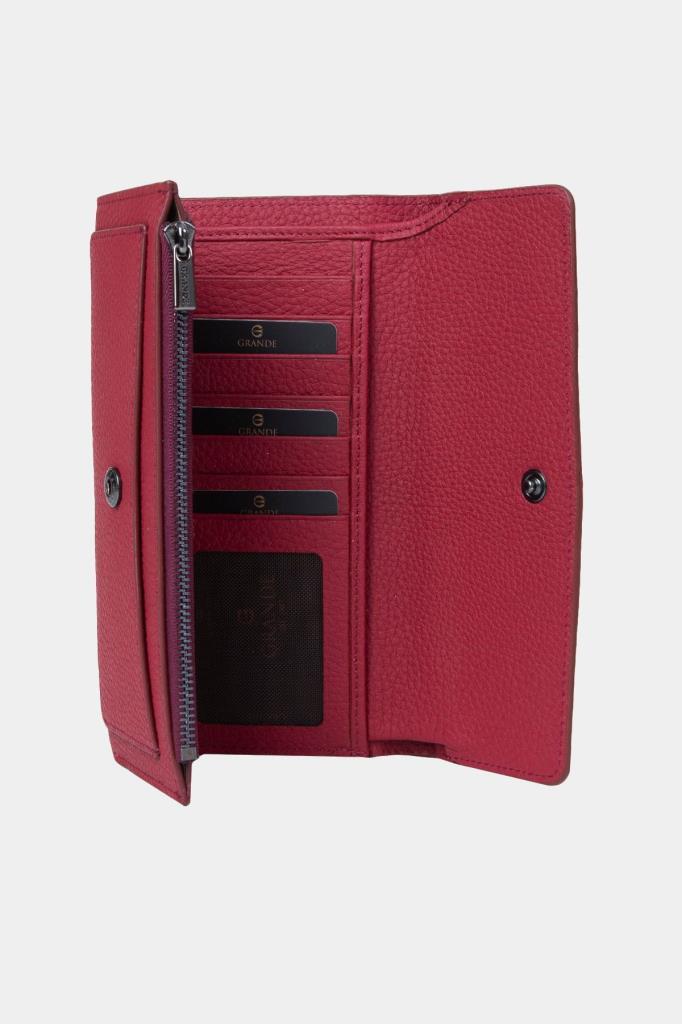 Grande Hakiki Deri Kadın Cüzdan Bordo 2801