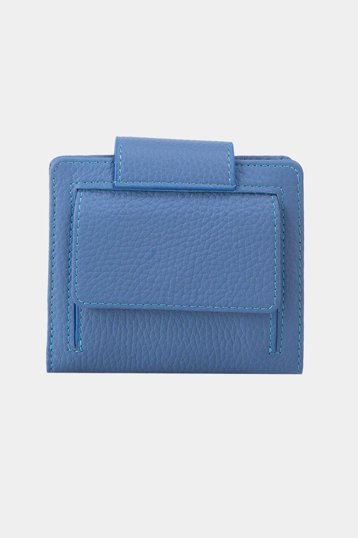 Grande Hakiki Deri Kadın Cüzdan Buz Mavi 2818