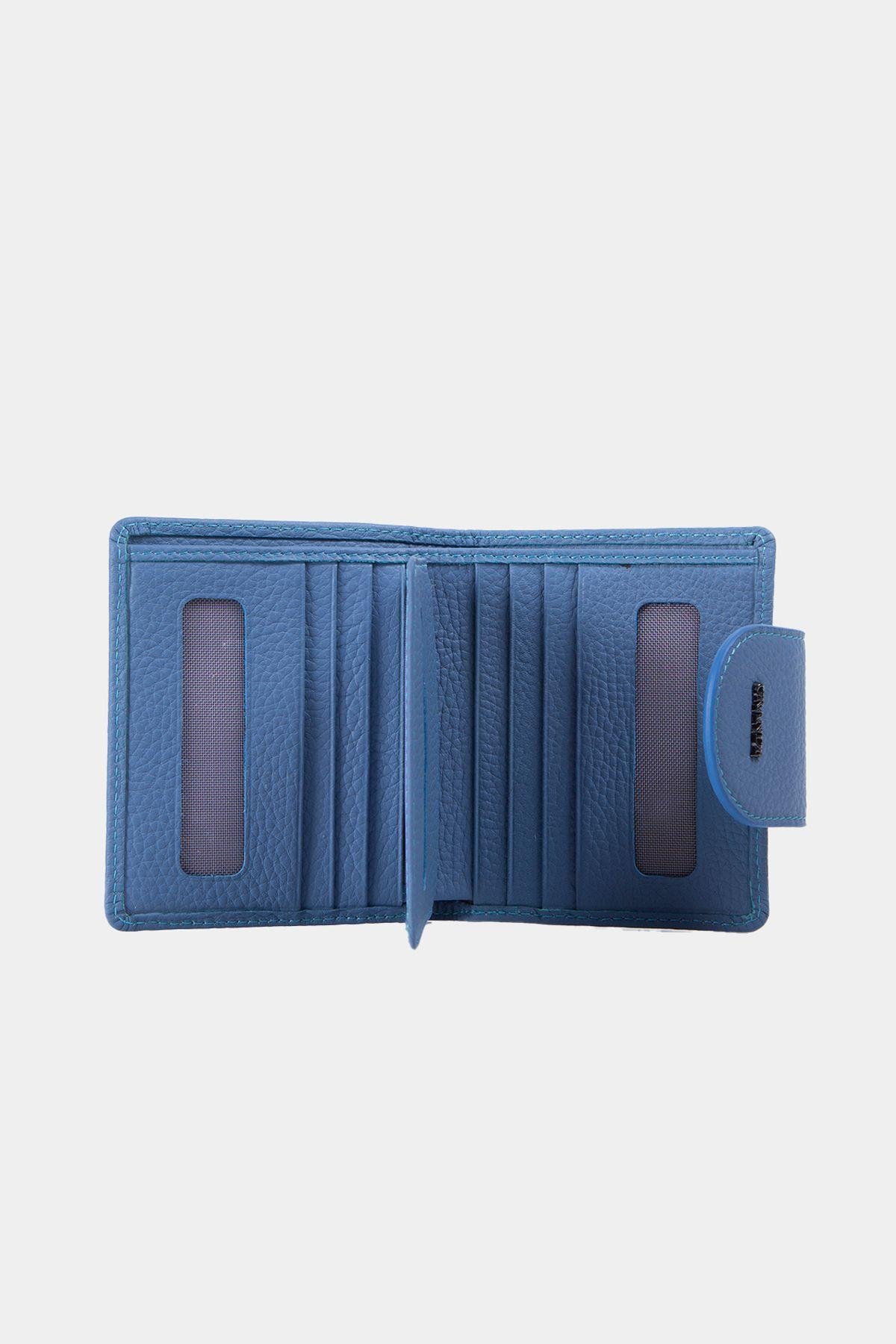 Grande Hakiki Deri Kadın Cüzdan Buz Mavi 2818