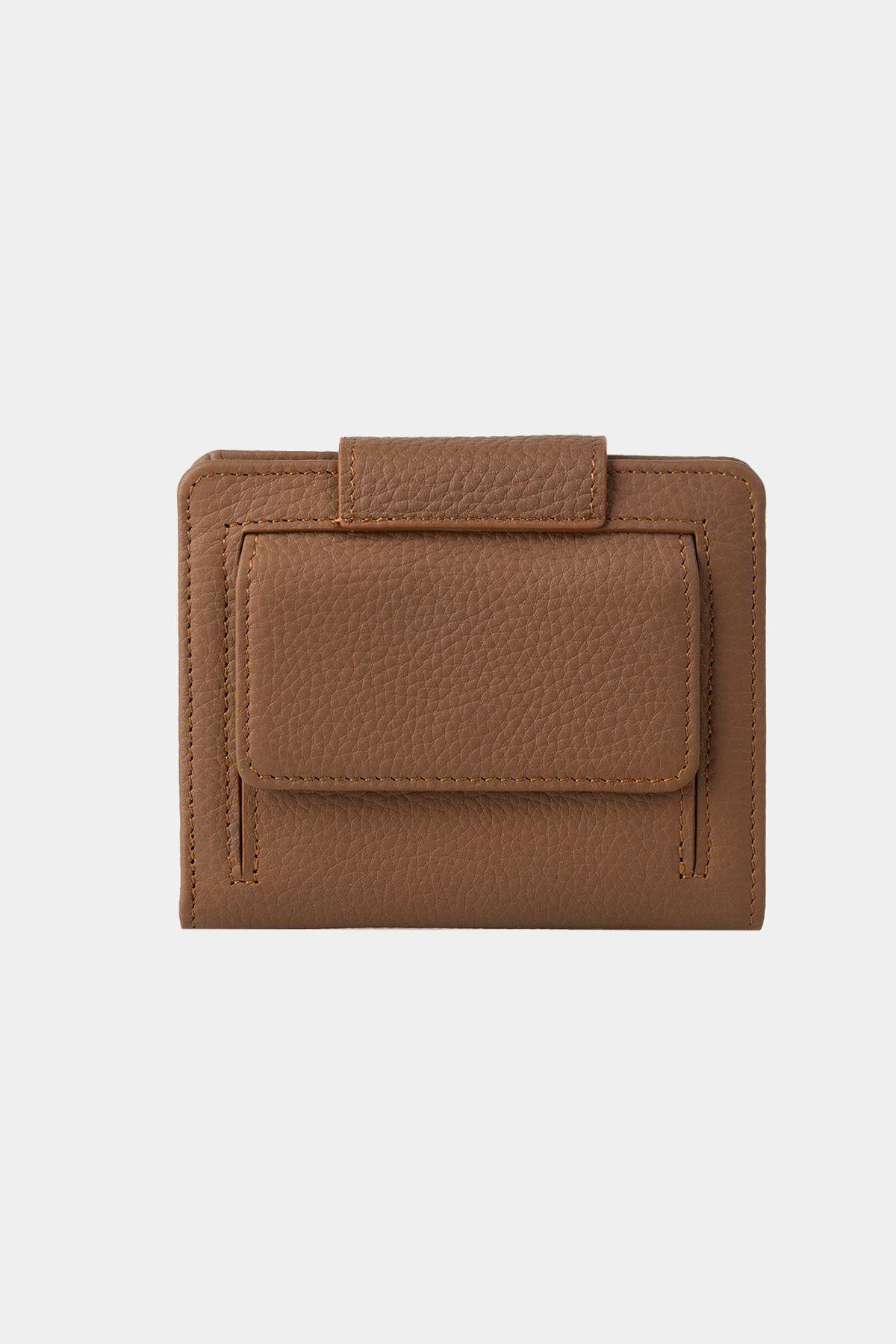 Grande Hakiki Deri Kadın Cüzdan Camel 2818