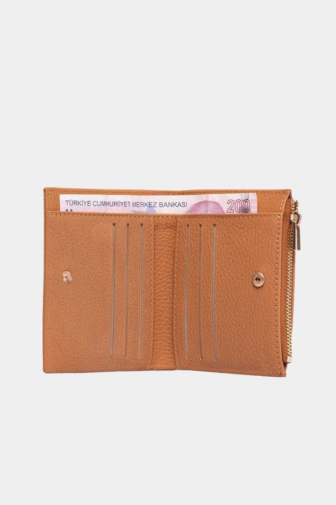 Grande Hakiki Deri Kadın Cüzdan Camel 2805