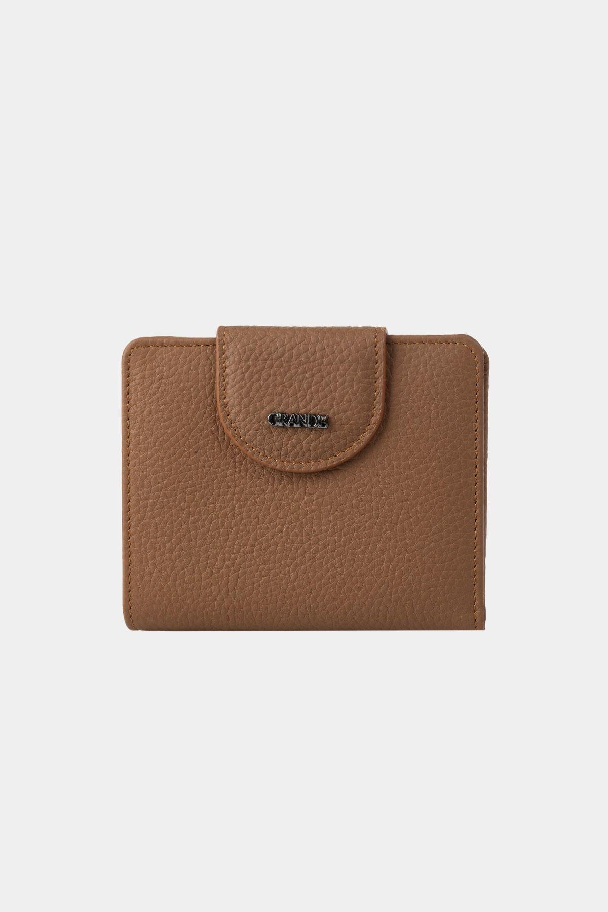 Grande Hakiki Deri Kadın Cüzdan Camel 2818