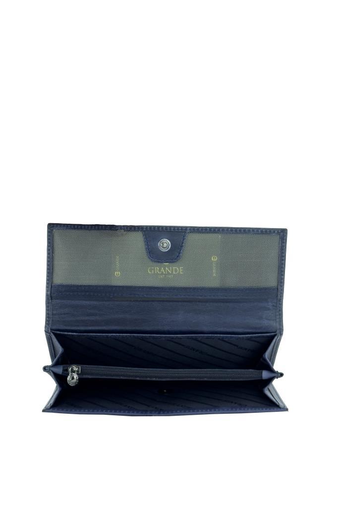 Grande Hakiki Deri Kadın Cüzdan Crazy Mavi 2662