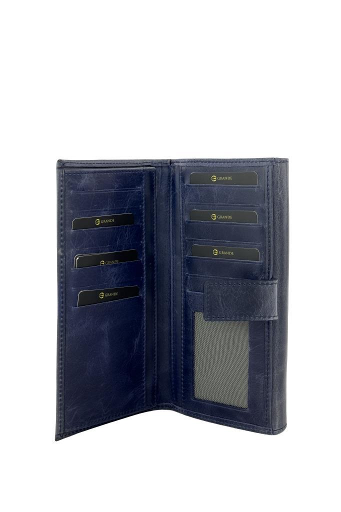 Grande Hakiki Deri Kadın Cüzdan Crazy Mavi 2662